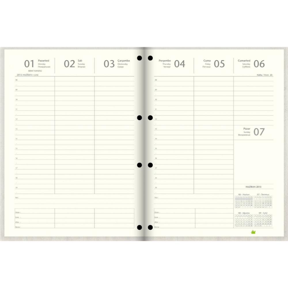 Haftalık Tarihli Yedek Organizer İç Refil   Defter