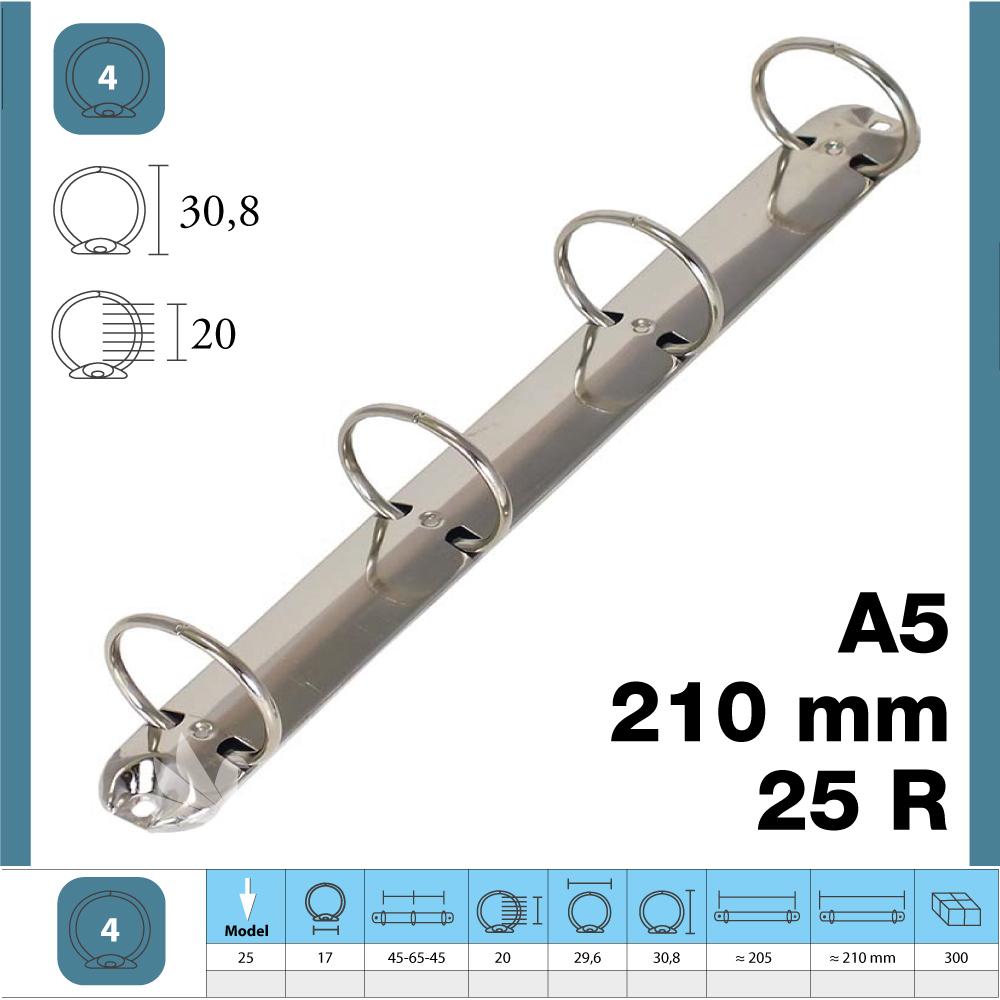 M-25 YUVARLAK  210 mm 4 Halka Klasör Mekanizması