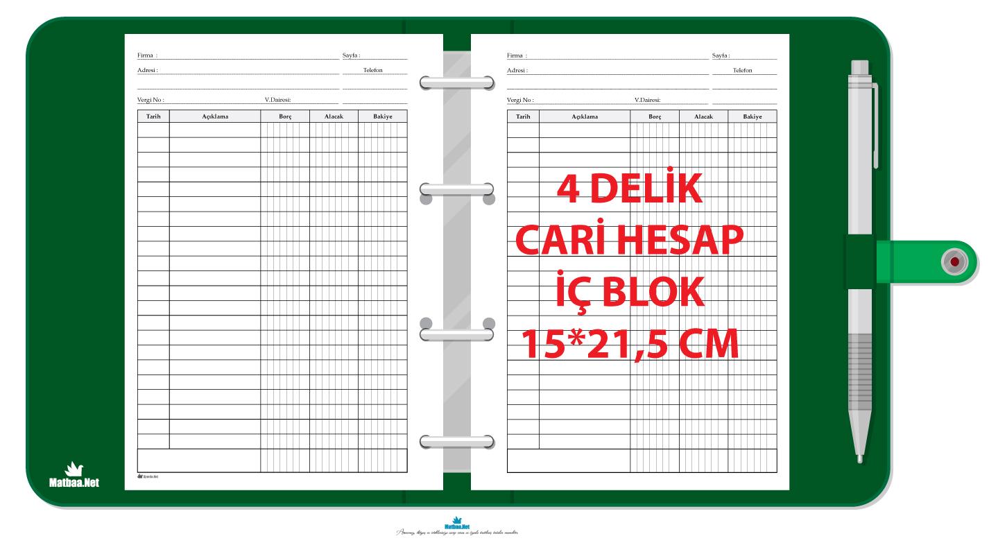 4 DELİKLİ Cari Hesap Organizer İç Refil 15 x 21.5 cm