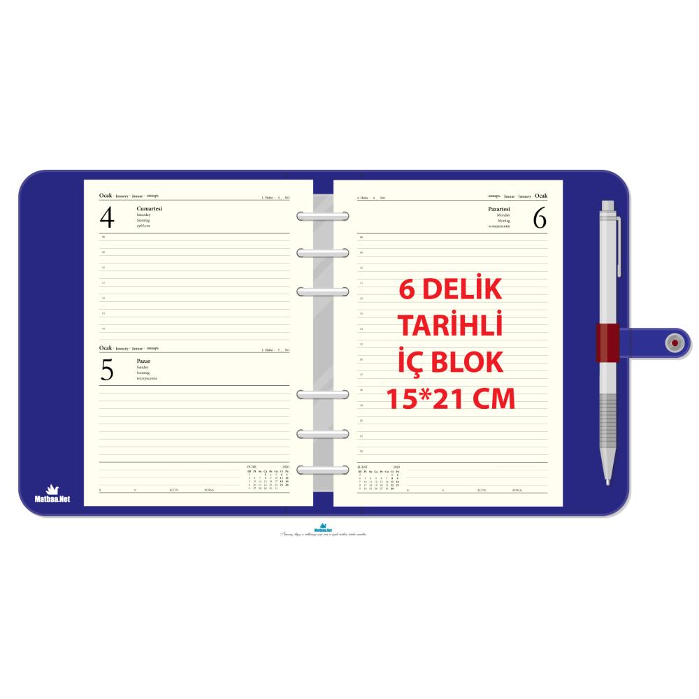 6 DELİKLİ 2025 Günlük Tarihli Organizer İç Refil 15 x 21.5 cm