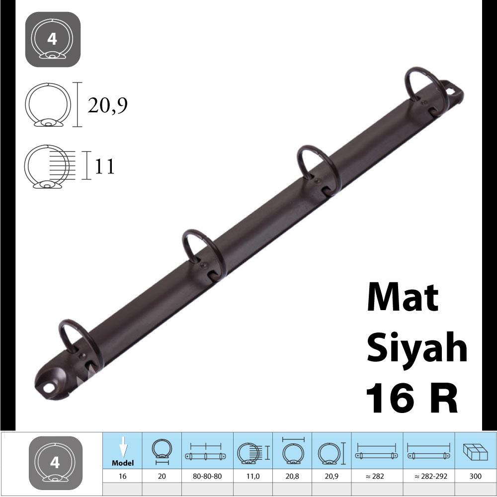 M-16 SİYAH A4 Yuvarlak 4 Halka Klasör Mekanizma