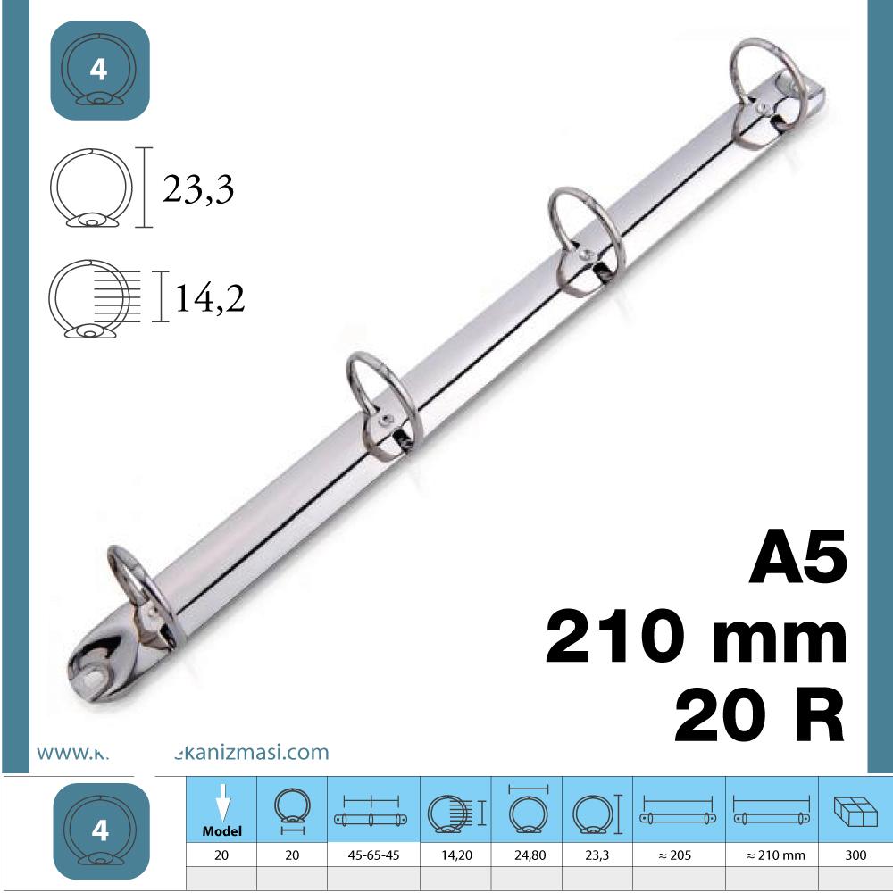 M-20 YUVARLAK  210 mm 4 Halka Klasör Mekanizması