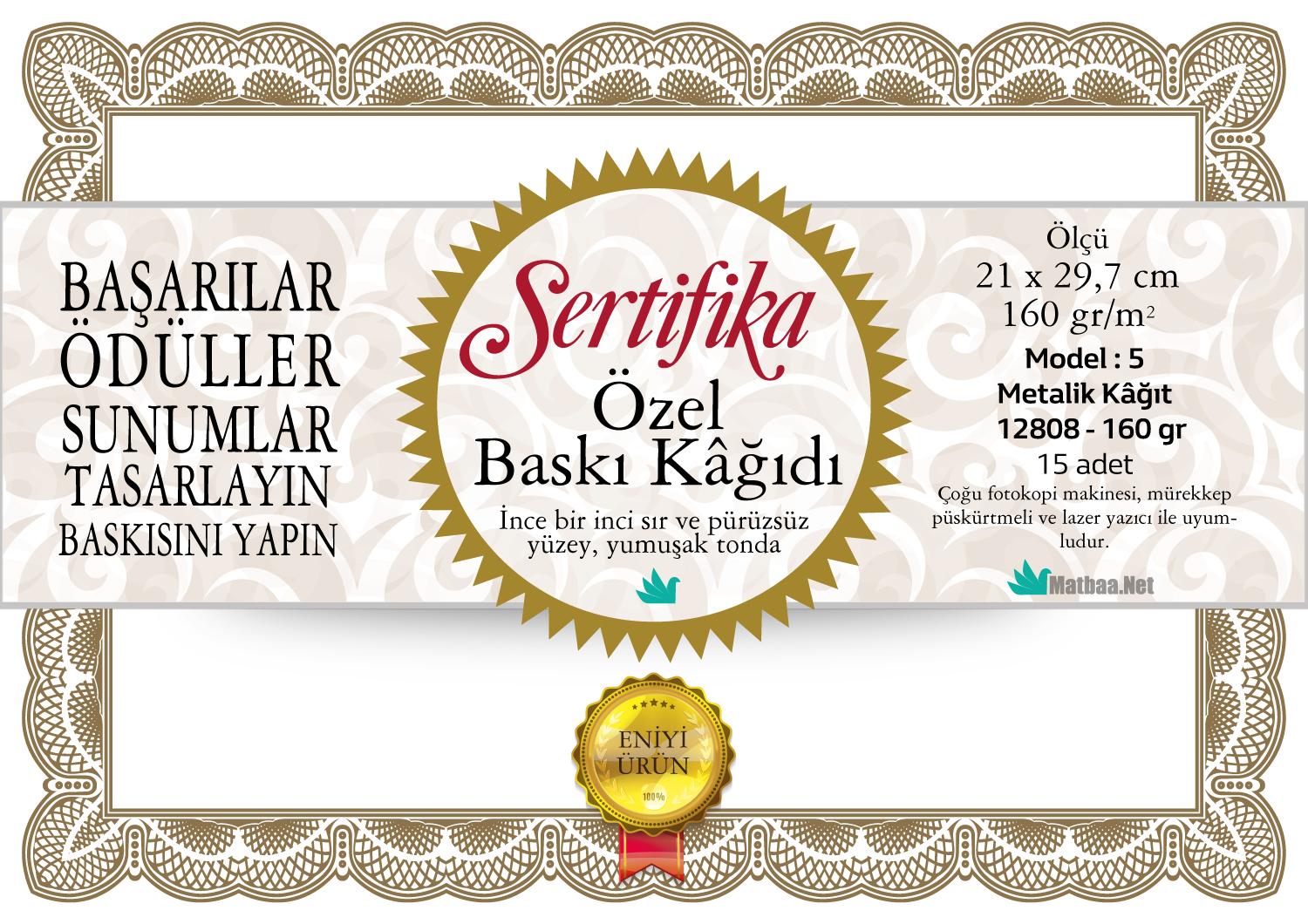 Altın Yaldız  Diploma Sertifika Baskı Kağıdı