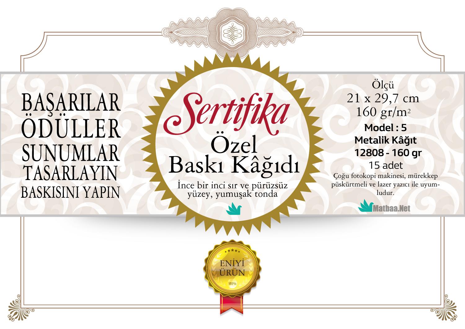No: 7 Altın Yaldız  Diploma Sertifika Baskı Kağıdı